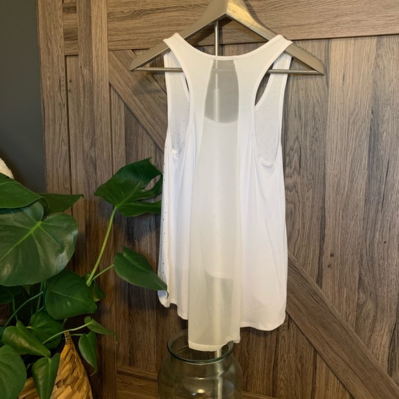 White Tank Top with Sheer Panels, Small - Picture 2 of 4